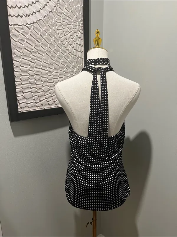 Moda International Black and White Polka Dot Halter Camisole - Image 4