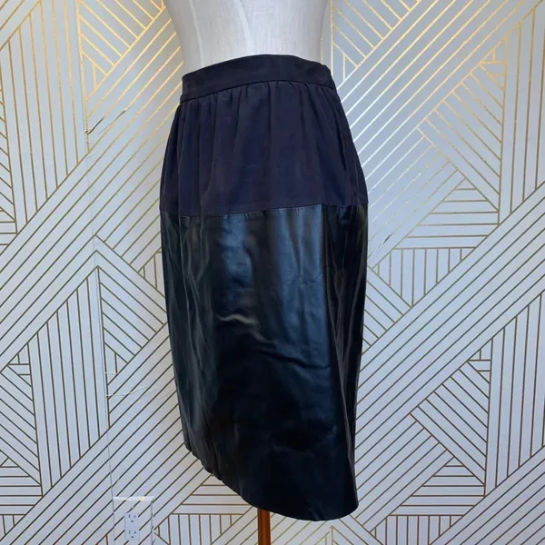 Zara Basic Black Faux Suede Leather Pencil‎ Skirt - Image 3