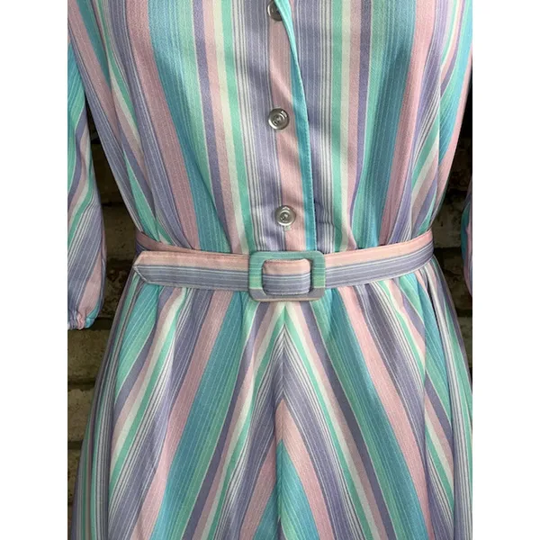 shirt dress striped pastel blue pink white matching belt - Image 10