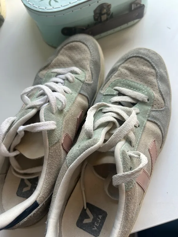 Veja multicolor suede lace up sneakers comfort trainer pastel preppy size US 8 - Image 5