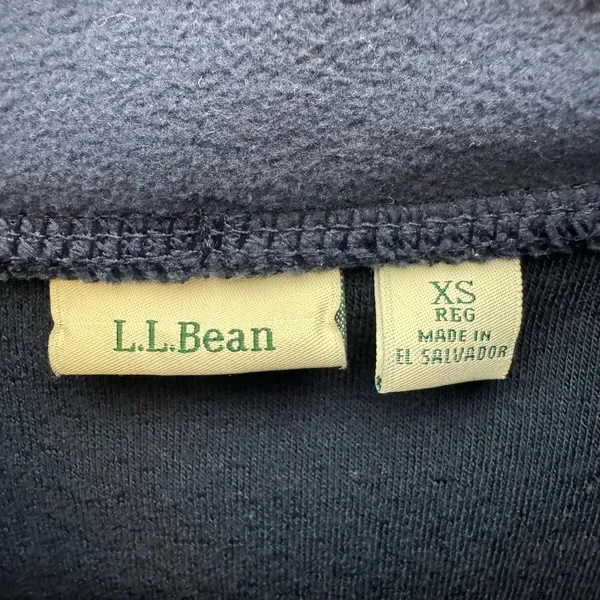 L.L.‎ Bean Navy Blue Mock Neck Fleece Pullover Hand-Warming Pouch Size XS - Image 4