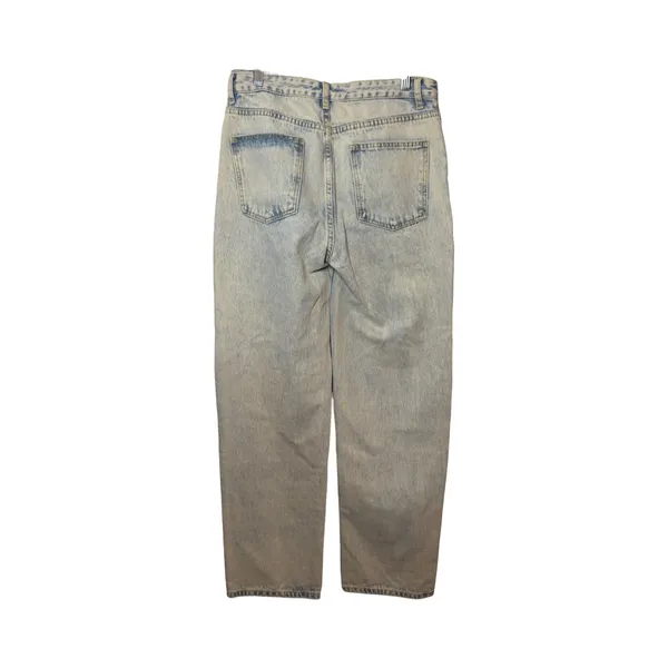 Edikted Asymmetrical Crossover Waist Acid Wash Boyfriend Baggy StraightLeg Jeans - Image 3