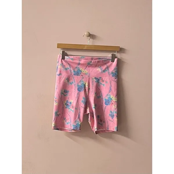 LoveShackFancy x Beach Riot Pink Floral Biker Shorts NWOT Size L - Image 5