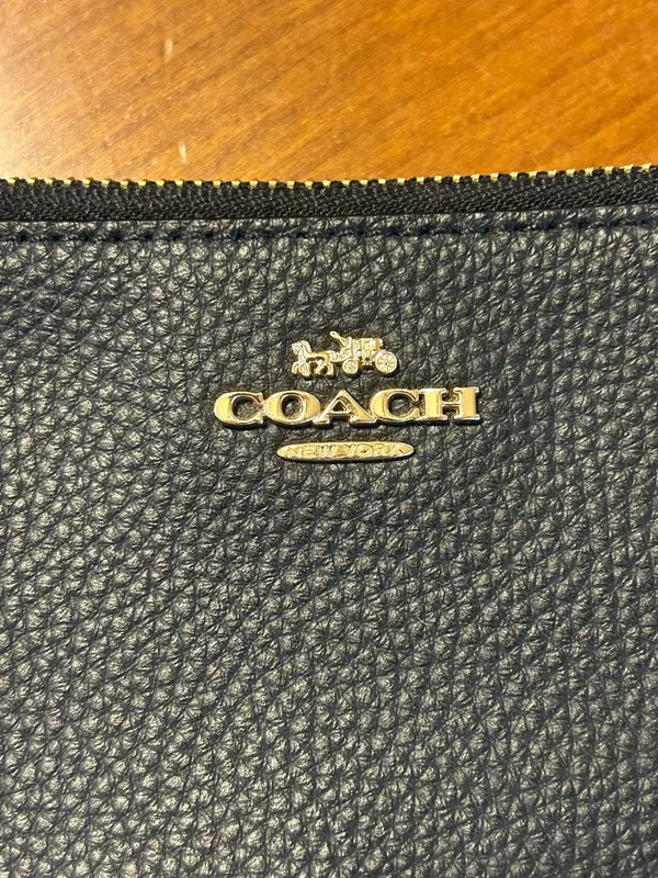 Coach Black Pebbled Leather Double Zip Wristlet Wallet F87590 - Image 2
