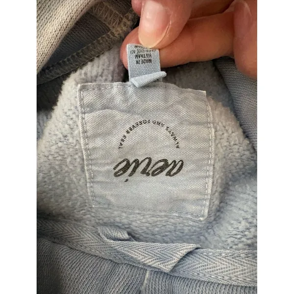 Aerie Blue Cropped Hoodie XS Soft Fleece Pullover Sweatshirt - Image 4
