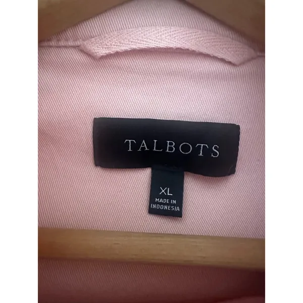 Talbots Utility Safari Jacket Size XL‎ Snap Zip Front Pockets Peach Pink Casual - Image 3