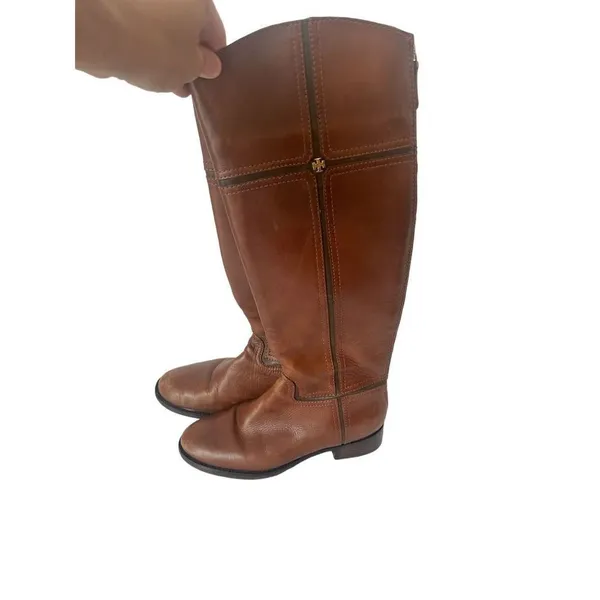 Tory Burch Juliet equestrian brown leather knee boots size 5m - Image 3