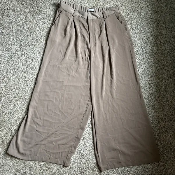 NWT Tranjori Mocha Tan High Waist Wide-Leg Pants Trousers Office Neutral Casual - Image 2