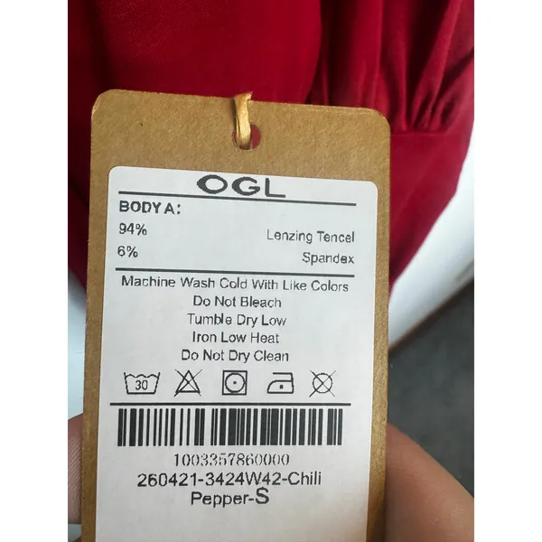 OGL Scoop Neck Side Ruched New Airy Bra Midi Dress Chili Pepper Red Size S - Image 3