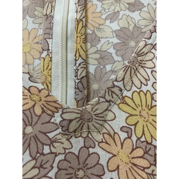 Faithfull The Brand La Falaise Dress Womens Large Beige Floral Puff Sleeve Boho - Image 4