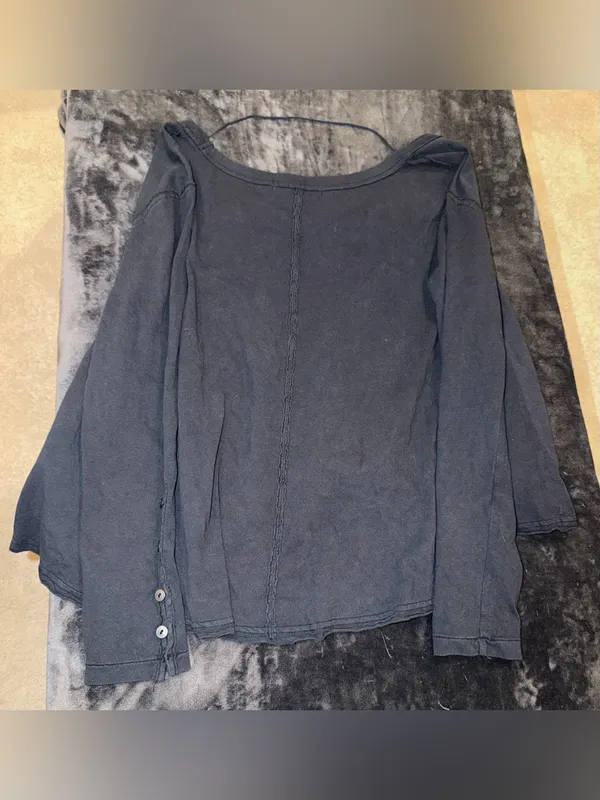 Free People Peony Button Sleeve Top in Black Size Small New with tag - Image 4