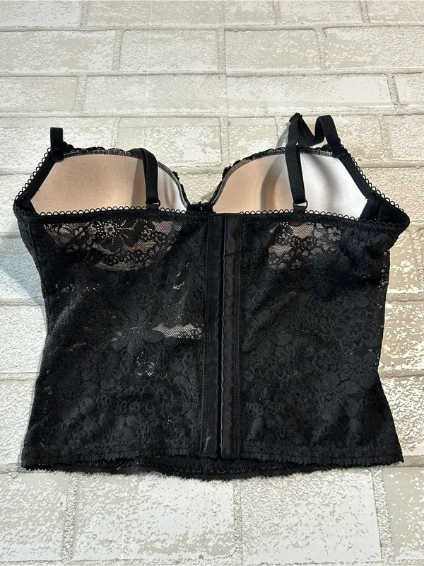 Victoria's Secret Pink Black Lace Corset Bra - Women Intimates Size Small - Image 2