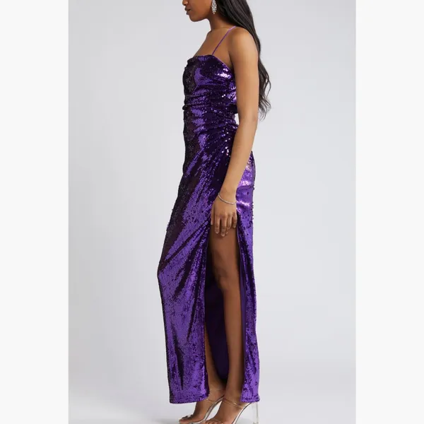 NWT Lulus Keep it Sparkly Sequin Sleeveless Gown Small, PURPLE - Image 6
