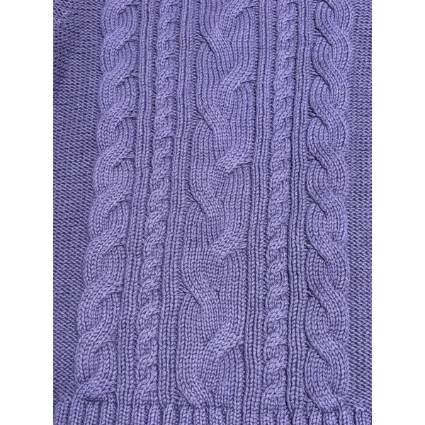 LLBean Royal Purple Cable Knit Long Sleeve Sweater Large - Image 5