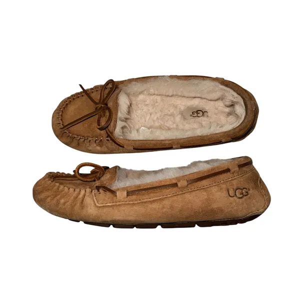 UGG Bella II Moccasin Slippers Chestnut Brown Suede Fur Lined - Image 5