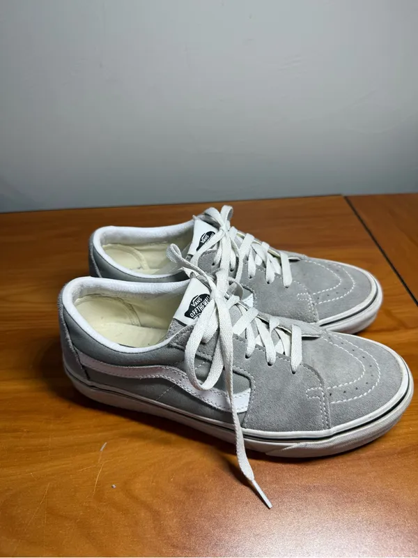 Vans Sk8‎ Low "Drizzle" Suede Sneaker Low Top Grey White Leather Skate W9 - Image 5