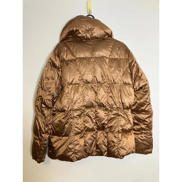 Lands' End Puffer Jacket Womens XL Bronze Excellent Down Quilted Metallic Coat - Image 6