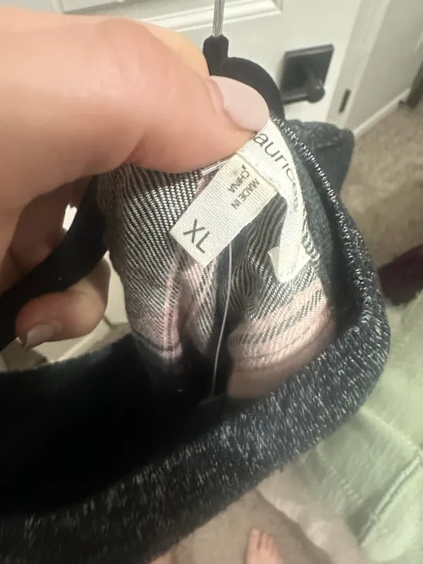 Gray Sweater with pink plaid detail  - Image 3