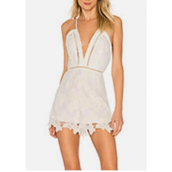 By The Way Revolve White Floral Lace Sleeveless Romper XS Bridal Bachelorette‎ - Image 3