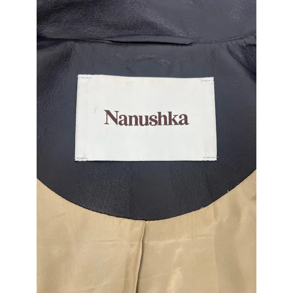 Nanushka Ado Regenerated Leather Biker Jacket‎ Black Espresso XS - Image 9