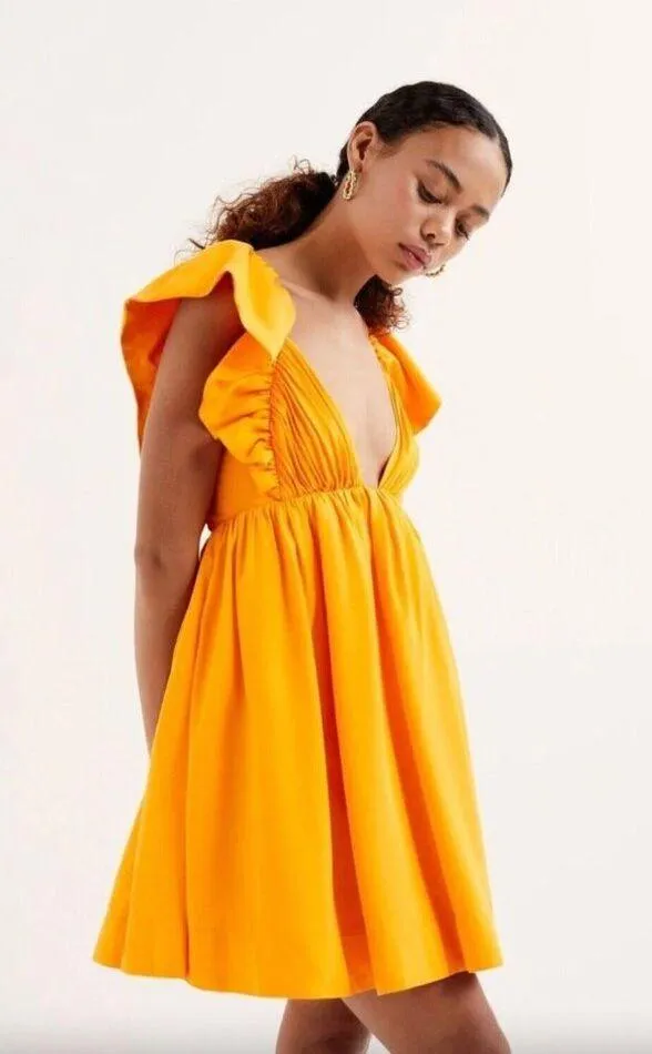 For Love & Lemons Clementine Mini Dress Orange Womens Size Medium - Image 4