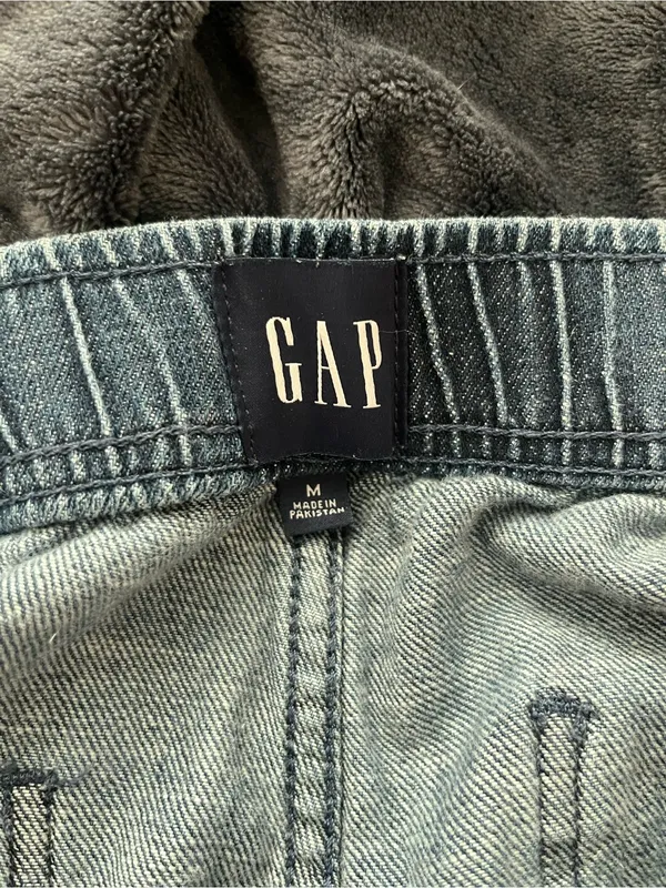Gap Womens Wide Leg Jeans Medium Dark Wash Denim Easy Cargo Jean Pull On Utility - Image 12