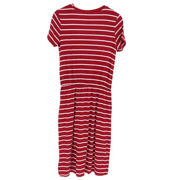 Simier Fariry Red White Striped Short Sleeve Midi Dress Pockets Medium NEW - Image 6