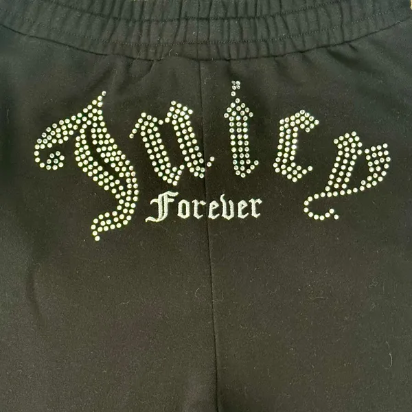 Juicy Couture Forever 21 Black Jogger Sweatpants Bling Logo Sz M/L - Image 2