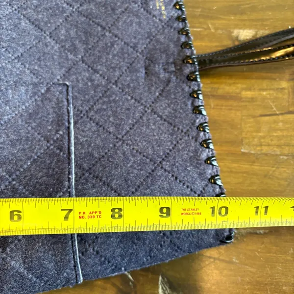 Tory Burch Block T Felt Tote Shoulder Bag Carry On Work Travel Blue Gray Logo - Image 7