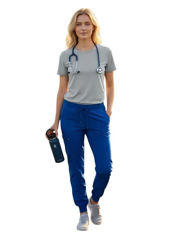 Mandala Royal Blue Jogger Scrub Pants Stretch Multi-Pocket Women’s XS Uniform - Image 4