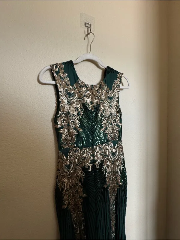 Baltic Born Azura Green Gold Sequin Formal Evening Wedding Guest Gown Dress - Image 6