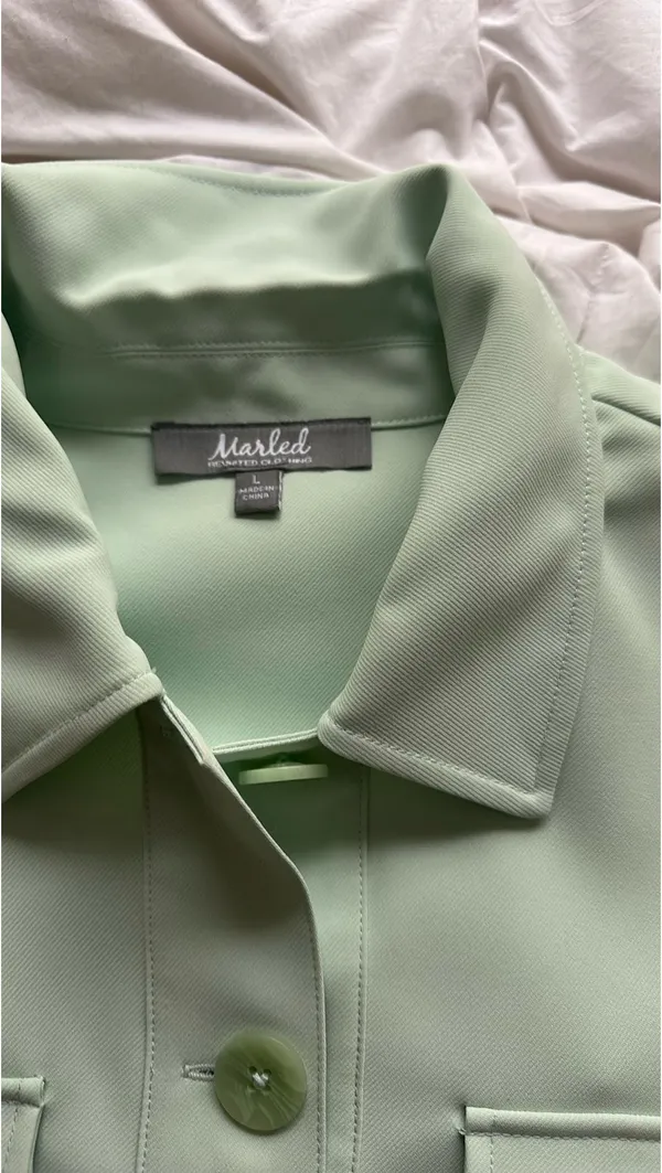 Marled Reunited Clothing Lime Green Button Up Jacket - Image 3