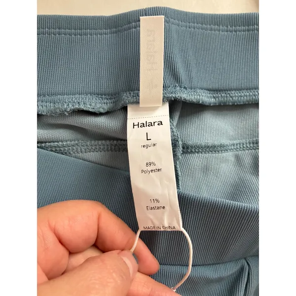 NWT‎ Halara Dusty Blue Wide Leg Pleated High Waisted Pockets Ribbed Trousers L - Image 6