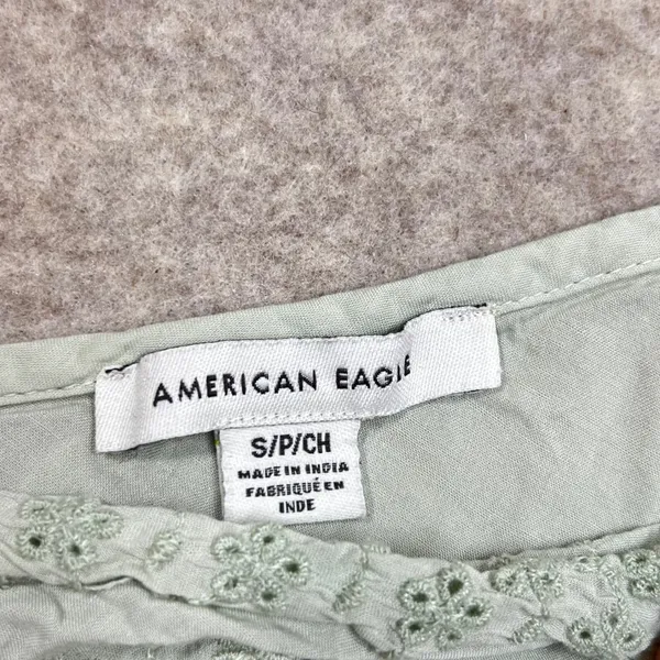 American Eagle Sage Green‎ Eyelet Embroidered V-Neck Cami Tank Top Small GUC - Image 2