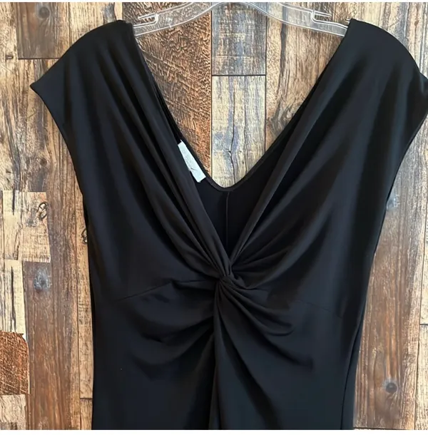 London Times women's black dress with twist in the front size12 16 wide x 44 l - Image 3