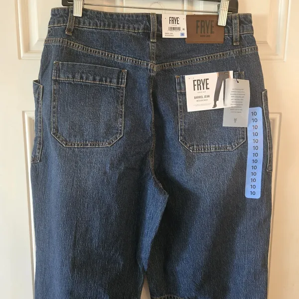 NWT Frye Barrel Jeans Womens 10 Medium Wash High Rise Wide Leg Carpenter - Image 4