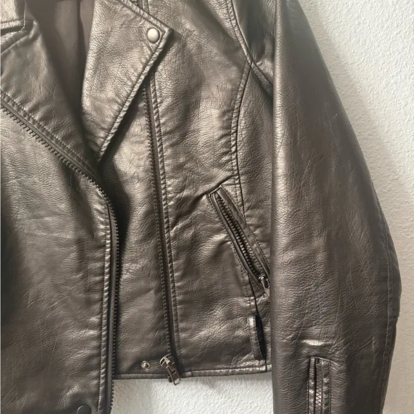 Women's Black Wild Fable Black Leather Jacket - Image 2
