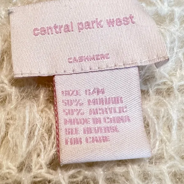 Central Park West Loose Knit Shoulder Wrap Shawl Shrug Mohair Blend Cream Ivory - Image 7