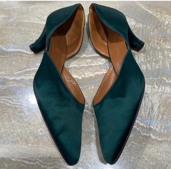Giorgio Armani Green Pumps Short Heels Women Shoes Size 8.5 / Preowned - Image 4