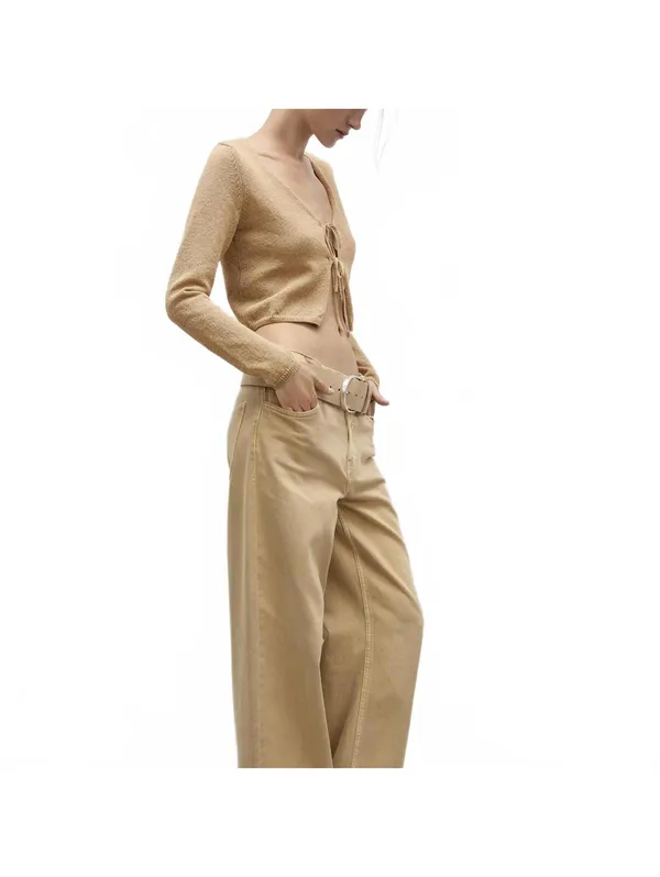 Mango Knitted Cardigan with Bow Jadore Gold XS - Image 7