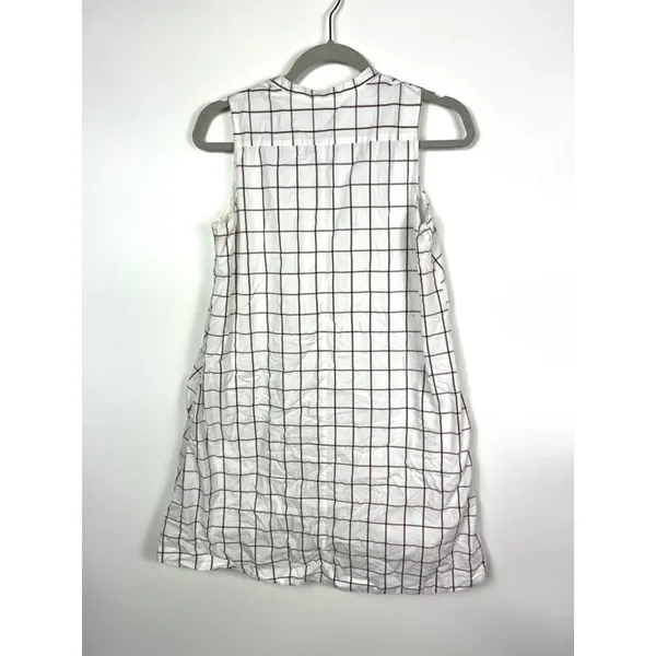 Madewell White Grid Sleeveless Tunic‎ Shirt Dress Women's size XS pockets - Image 8