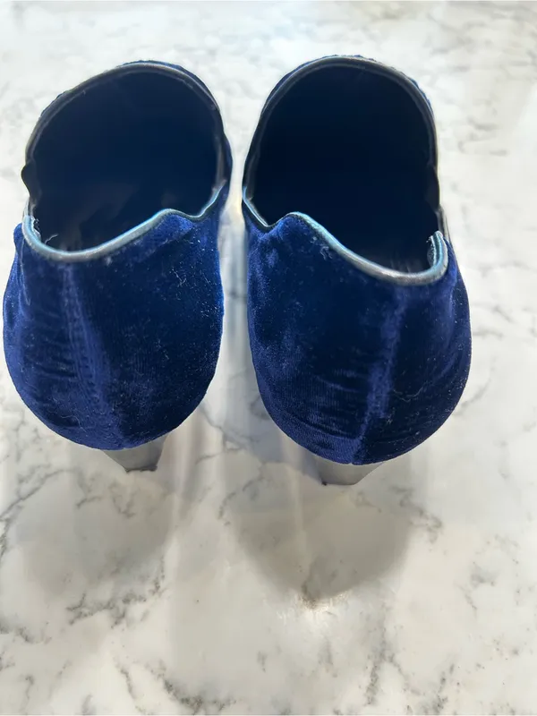 Rebecca Minkoff Navy Blue‎ Velvet Low Heel Loafers Size 7 - Image 2