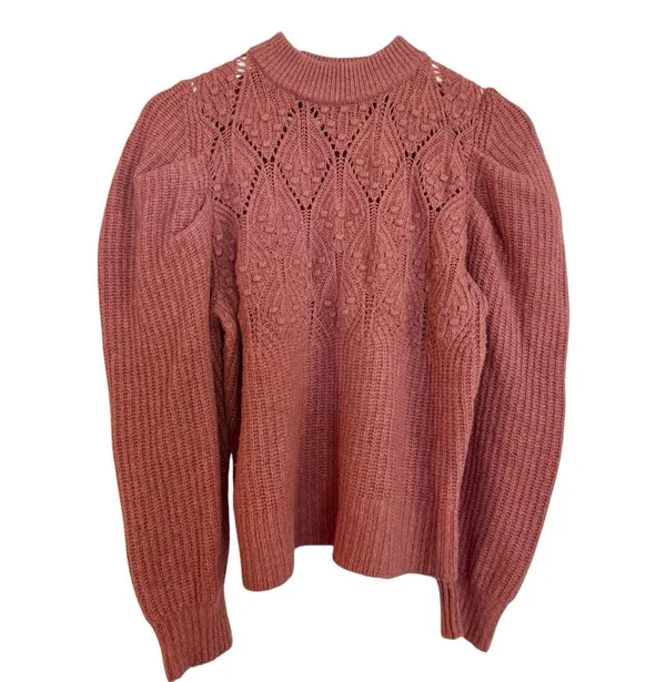 A new day pointelle rose pink mock neck sweater M - Image 2