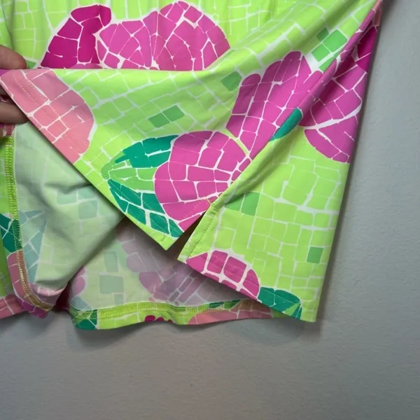 Lilly Pulitzer Swim Skirt Vintage Flower Mosaic Green Pink Vacation Beach Small - Image 3