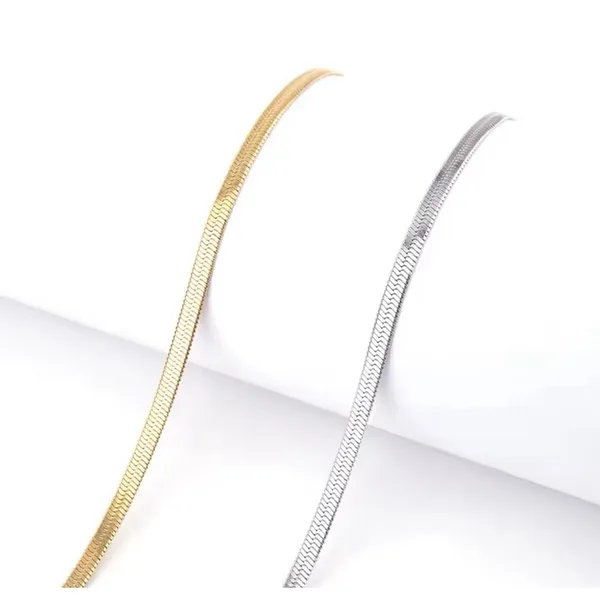 3mm Gold Herringbone Necklace | Gold Plated Sterling Silver‎ - Image 13