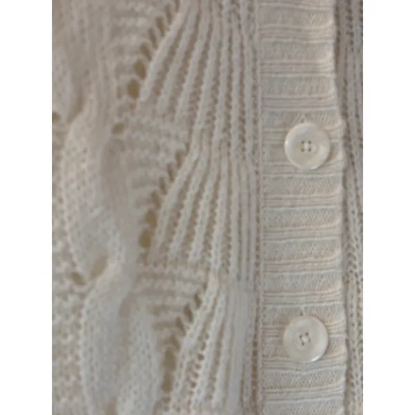 Old‎ Navy Ivory Longline Hooded Cardigan Sweater Cable Knit Button Front M Ivory - Image 3