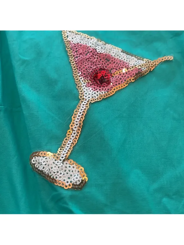 Peach Love sequined Martini mini dress boutique queen of sparkles L - Image 5