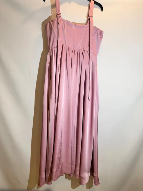 Aureta Showstopper Lilac Satin Corset Sweetheart Strappy Midi Dress Size L - Image 10