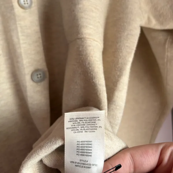 Wilfred Free Aritzia Beige Button Front Knit Shirt Jacket Size S - Image 4