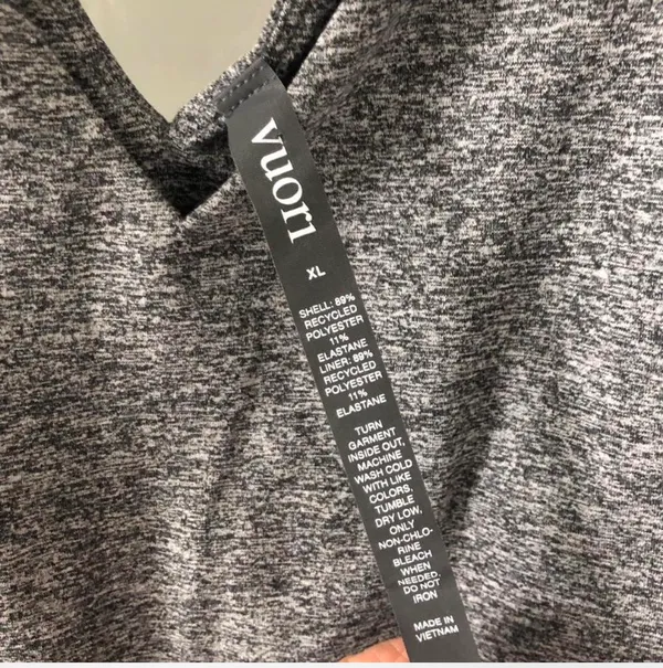 Vuori Heather Gray Halo V Neck Bodysuit XL Athletic Athleisure - Image 3